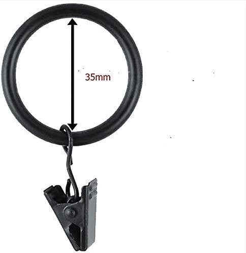 30 stk. Gardinklips - Gardinklips med 35 mm diameter ringe til flere anvendelser - Sort