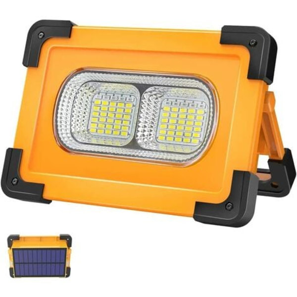 80W Laddningsbar LED-Arbetslampa Bärbar LED-Arbetslampa med Solpanel 4 Lägen Super Ljus Arbetslampa
