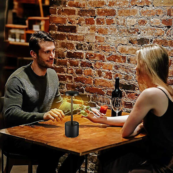 Bärbar sladdlös bordslampa, batteridriven, 2 varma ljusstyrkenivåer, dimbar, för sovrum, vardagsrum, buffé, restaurang, inomhus och utomhus (bla