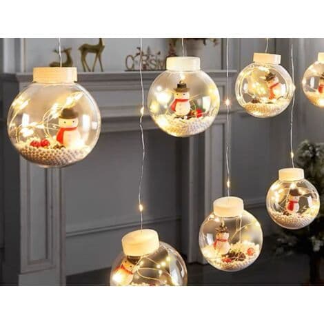 10 LED Solar String Lights,【Solar Powered】Utendørs og innendørs julelys, juledekorasjon (julesnømann)