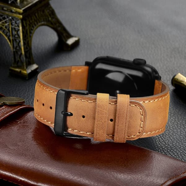 Kompatibel med Apple Watch rem - Lysebrun, 49mm 45mm 44mm