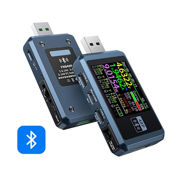 Fnb48p korkea luotettavuus USB DC laturi testeri jännitteen ja virran mittarilla Blue