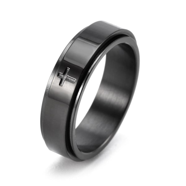 Kvinde Ring Unisex Rustfrit Stål Roterende Stressaflastende Fingerring Til Daglig Brug Black US 6