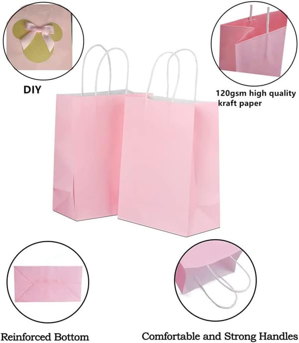 Papir Gaveposer med Håndtag Medium Bulk Kraft Papirposer til
