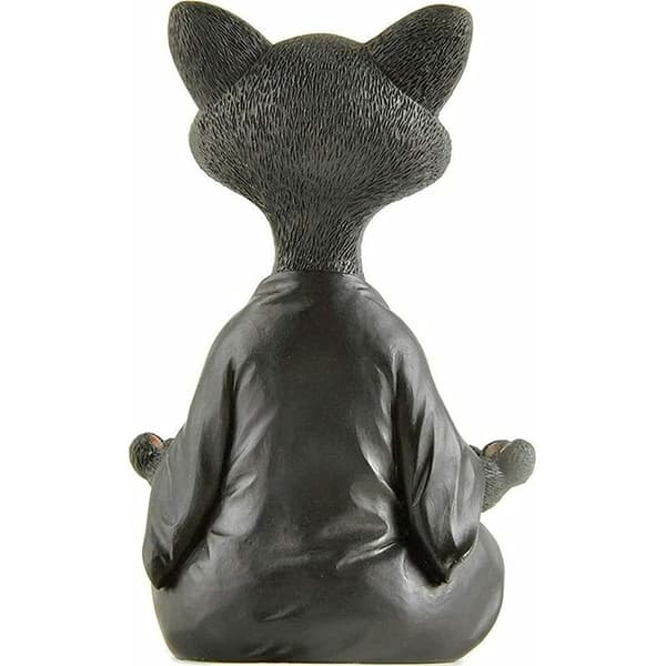 Havedekoration Meditation Kat Harpiks Statue Boligindretning Håndværkspynt (Sort)