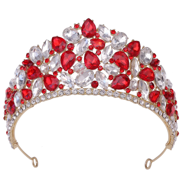 Rhinestone-kronor med iögonfallande design, utsökt pannband som passar kvinnor Red