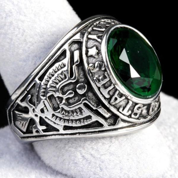 Punk Ring med Oval Form og Rhinestones - Klassisk Punk Ring til Fest Black 12