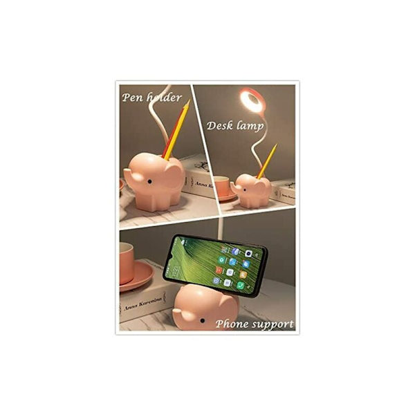 Skrivebordslampe, dæmpbar LED-bordlampe, børnelampe, dæmpbar, 3 lysstyrkeniveauer, øjenbeskyttelse, berøringskontrol, trådløs USB-opladning