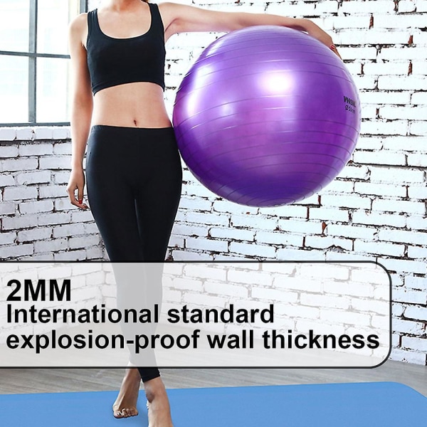 Träningsboll för yoga, balans, stabilitet - Fitness, pilates, förlossning, flexibel sittplats Purple 65Cm