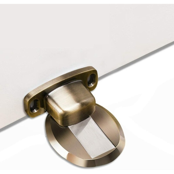 Door suction 2 pieces of punch-free floor suction zinc alloy strong magnetic anti-collision door stopper (gold)