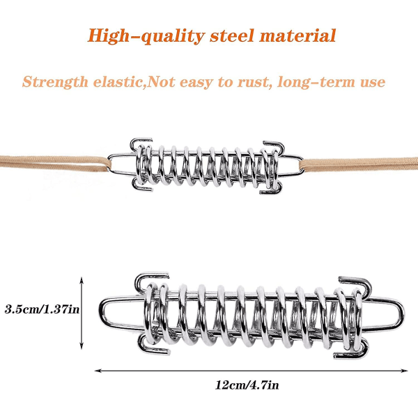 4 stk. Fjærspenner for telt med stålfjær for markise, motstandsdyktig tau, tau for teltfikseringsett for hage, seilspenner, teltilbehør