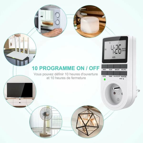 Digital Programmerbar Stikkontakt, Ukentlig Digital Timer med LCD-skjerm, 12H/24H/7Dagers Strømuttak Timer, Energisparing for