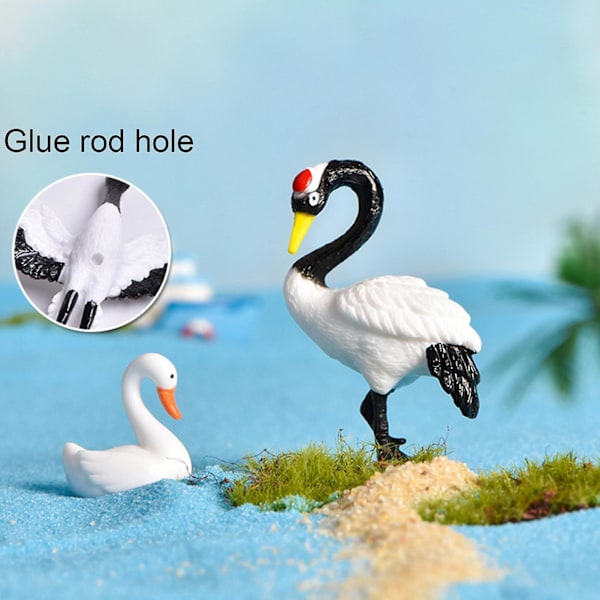 3 x 3 stk. Figuriner Rødkronede Traner Giftfri Plast Imitation Traner Display Form Til Potteplante