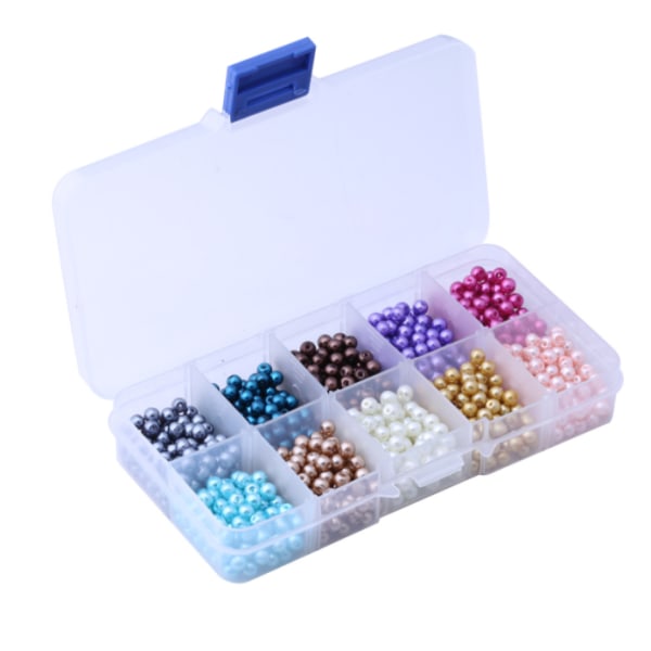 Glaspärlor, runda pärlor, färgade pärlor, används för att göra DIY smycken för olika tillbehör, förpackad kombination (4mm1000st),