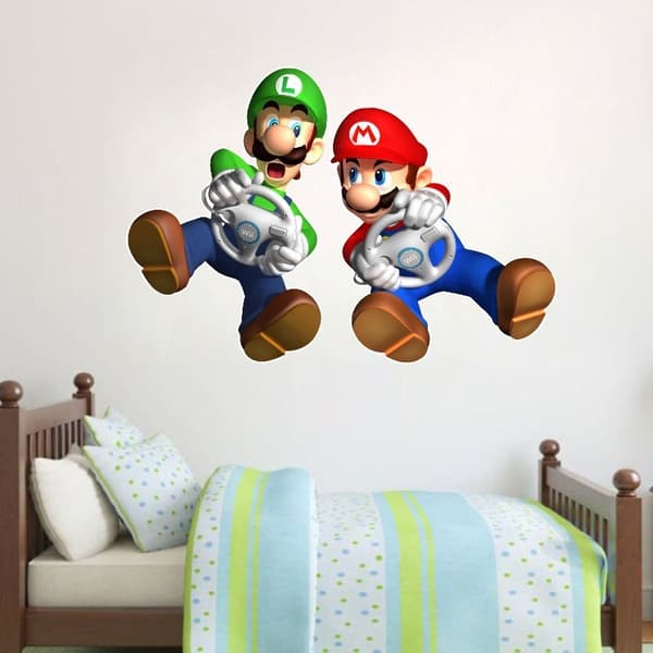 Jätteväggdekaler Super Mario Bros. Yoshi och Mario, avtagbara