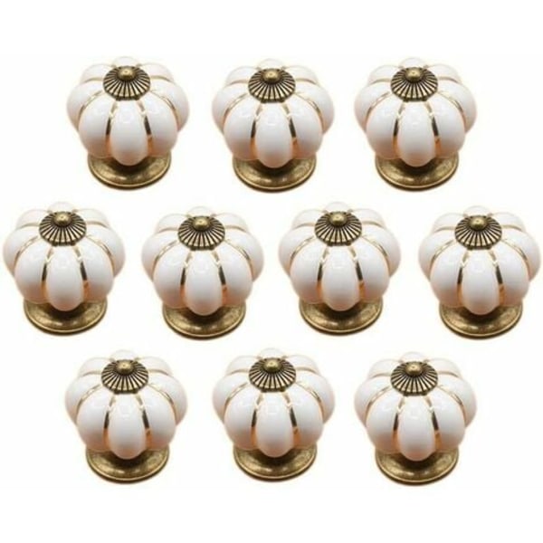 10 st Keramiska lådknoppar Skåpsknopp för kökslådor och skåp (Vita) LYCXAMES