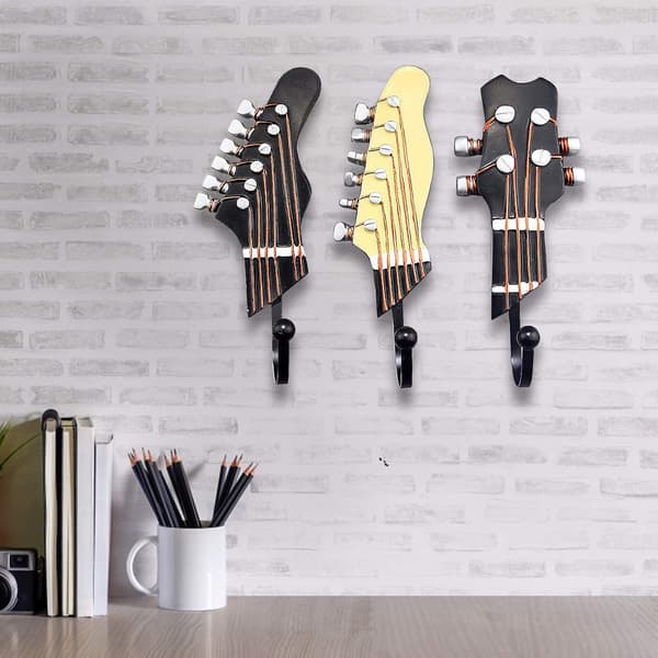 Väggkrokar - Hatt, Rock, Kläder för Sovrumsinredning, Gitarrkrokar och Hängare, 3-pack