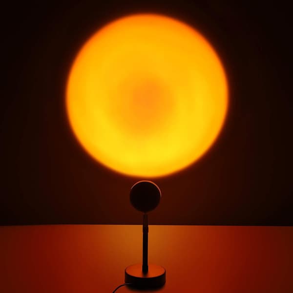 Justerbar Solnedgangsprosjektorlampe for Soverom Rundt Hode Solnedgangsgul
