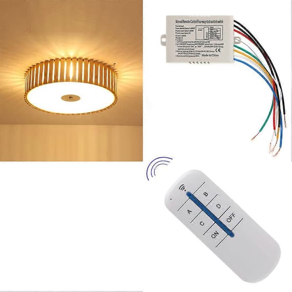 4-veis trådløs bryter og sender for taklamper, lysrør og lamper