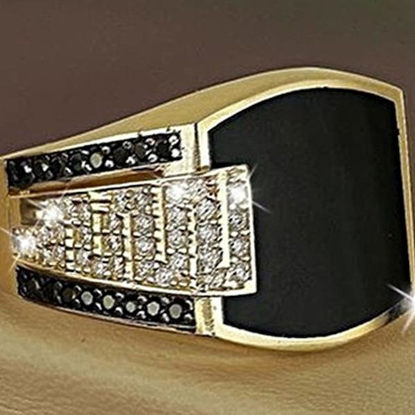 Legering Ring Svart Diamant Smycke Gåva Legering Naturlig Ädelsten Bröllopsring För Fest US 9