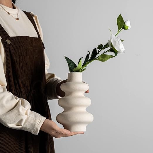 1 stk. spiralformet keramisk vase, moderne tørret blomstervase