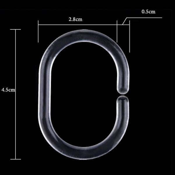 Piao 30-pack Duschdraperiringar Gardin C-ringar Hängare Badrumsdraperi Loop Clip Slide (transparent) Colorless