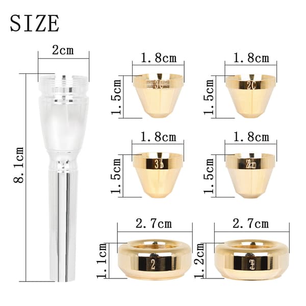 Trompetmunnstykke Messingbelegg 7 Nese 3C3B2C2B Trompetinstrument
