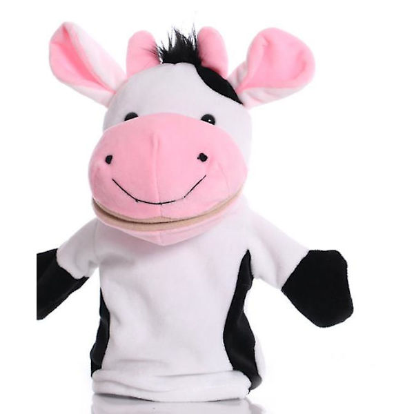 Plush Leksak Handdocka Söt Cartoon Djurdocka Dockans Mun Kan Röra Sig C