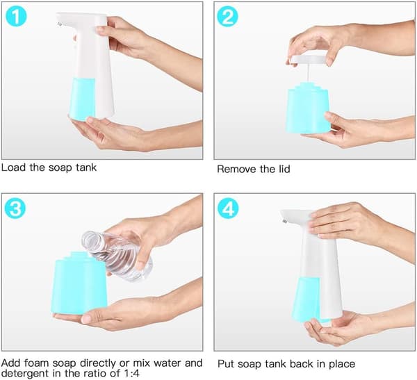 Automatisk sæbedispenser, 250 ml flydende sæbedispenser med