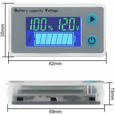Batterikapasitetsmonitor 10-100V Programmerbar spenningsbatterinivåmåler