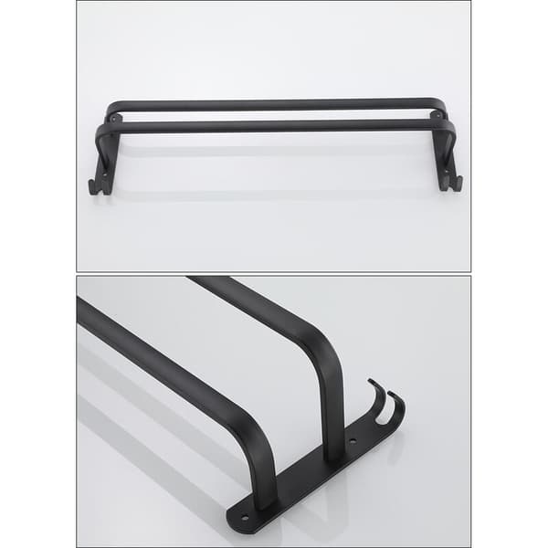 Håndklædeholder 2-lags Aluminium Væghængt Håndklædeholder med Krog (Sort Dobbeltstang 30cm)