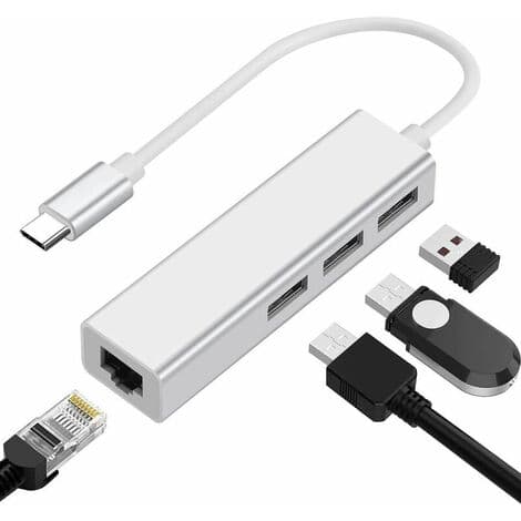 USB-C till Gigabit Ethernet-adapter USB-C till USB 3.0 10/100/1000 RJ 45 LAN-nätverksadapterkabel, stöder Windows 8/7/10