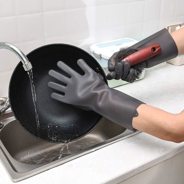 Silikon Diskmaskinshandskar, Ugnvantar, Halksäkra Värmebeständiga Silikon, Rengöringshandskar (Grön, 170g)