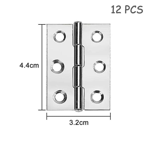 12 stk. dørhængsler poleret krom, 44*32*0,8 mm
