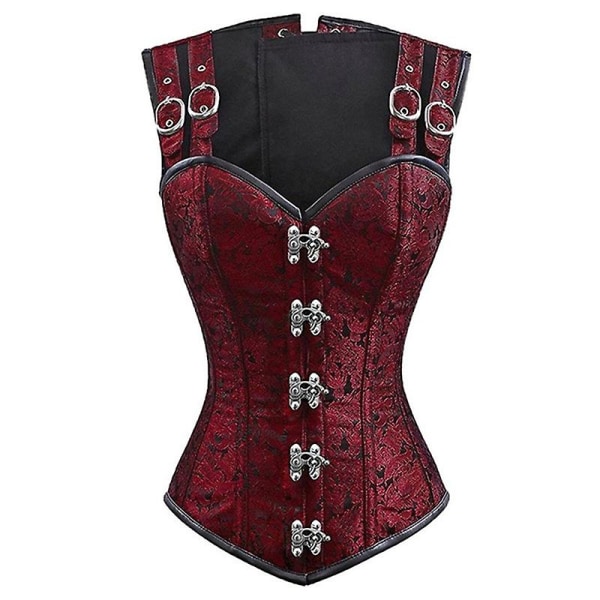 Sexig Korsett med Spiral Stålben, Punk Retro Underbyst Steampunk Bustier för Kvinnor, Gotisk Klädsel, Plus Storlek Red-A XL