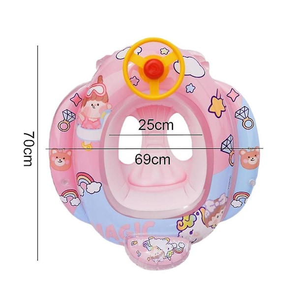 Baby oppustelig pool flydering havfrue mønster svømme flyde båd med rat horn til børn sæde spædbarn båd pool ring sommer oppustelig Pink Summer Fun