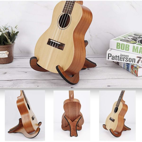 1 ställbart träukulele-ställ Fällbart gitarrställ Solid