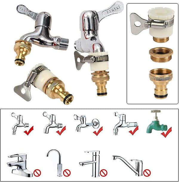 L 4 stk. Gevindadaptere, Messing Forbindelses-Y-Ventil Slangeende Rørfittings Til Rør Universel Adapter Tilbehør Adapterforbindelser