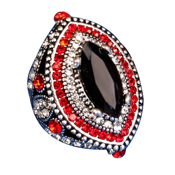 Lyx Marquise Cut Färgglada Rhinestone inläggningar kvinnor Finger Ring Party smycken Blue and Red US 8