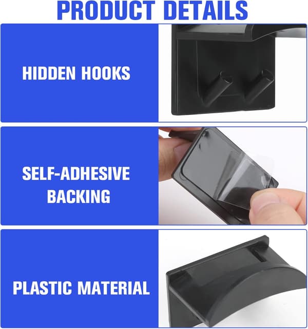 10 kpl Hat Hooks -liimakiinnityskoukut, ei porausta seinäkiinnitykseen