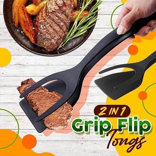 Svart multifunksjonell silikonspatel Spatel Tang Non-stick