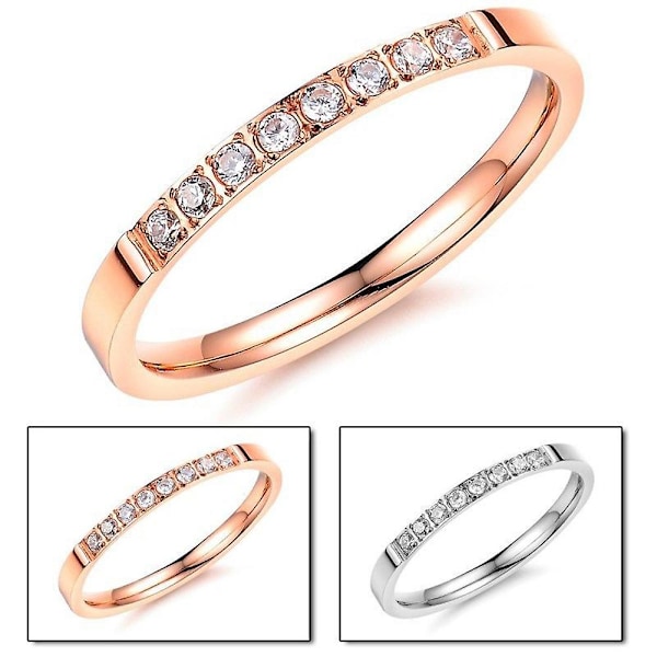 Bling Enradad Ring i En Rad, Mode, Kvinna, Bröllop, Förlovning, Smycke Rose Gold US 8