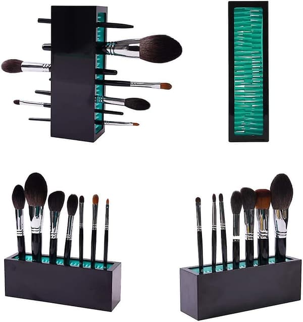 Makeupbørsteholder Organizer, Silikon Vanity Lufttørrende Stativ Display Opbevaring Til Børste, Eyeliners Og Mere, Praktisk Kosmetikværktøj Beholder Black