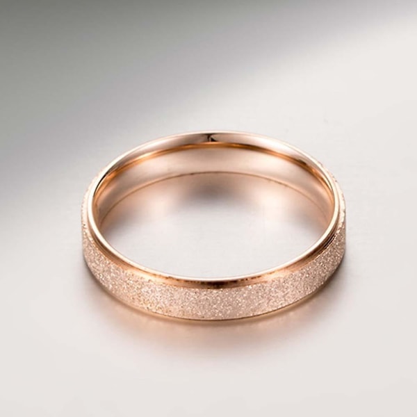 Glitter Matt Smalt Band Titanstål Finger Ring Bröllop Smycken Present Rose Gold US 4 2mm