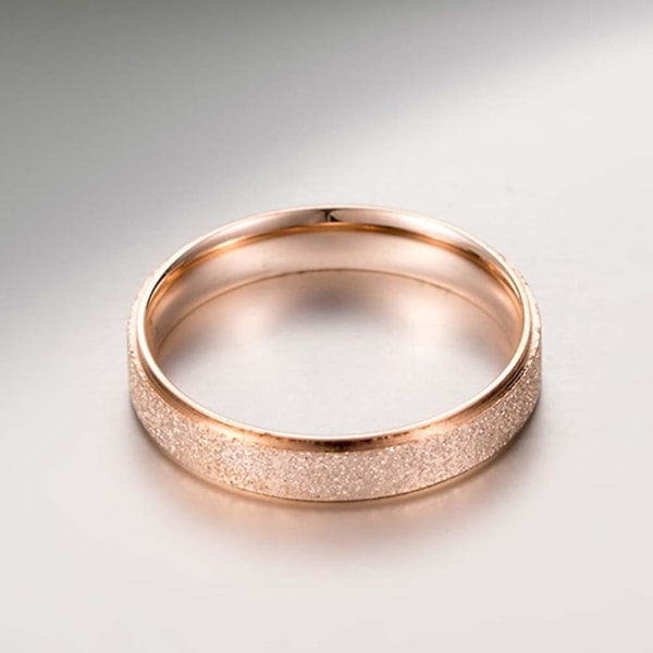Glitter Matte Slim Band Titanium Stål Finger Ring Brude Bryllupssmykker Gift Rose Gold US 8 4mm