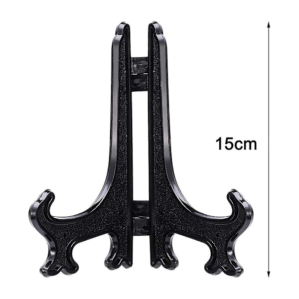 Piao 12 stk. Plastik Staffeli Pladeholdere, Pladeholdere, Foldbare Plader, Display Stativer Til Præsentation Af Samlingsplader, Skålholdere, Bøger, P Black 6 inch