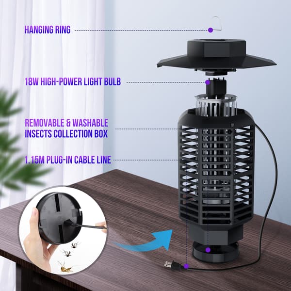 1 stk. Høyeffekts myggdreperlampe 18W plug-in ultrafiolett