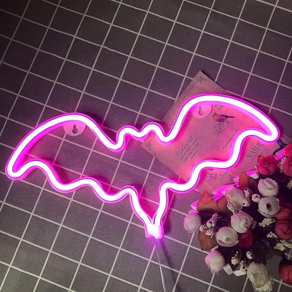 Fledermusformet LED-nattelys (Pink),
