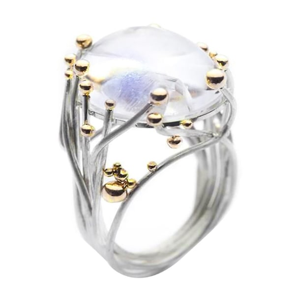 Bröllopsförlovning Vintage Kvinnor Dual Color Oval Faux Topaz Finger Ring Smycken US 9
