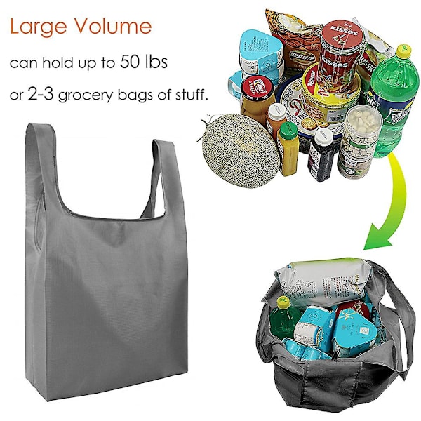 2-pack Återanvändbara Shoppingkassar Vikbara Stora Matkassar Med Fästficka Återanvändbara Tote-kassar Maskintvättbara För Köksshopping style 2